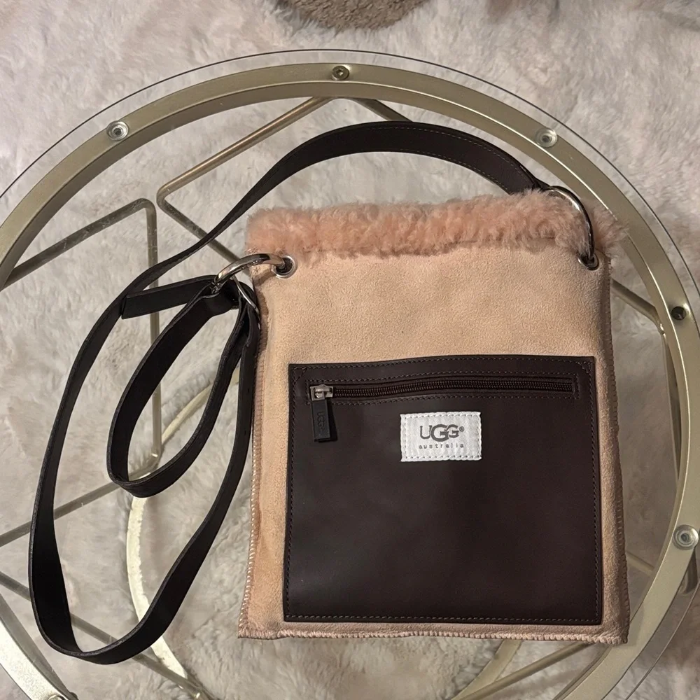 UGG Tan and Brown Shearling Crossbody Bag - Picture 1 of 10